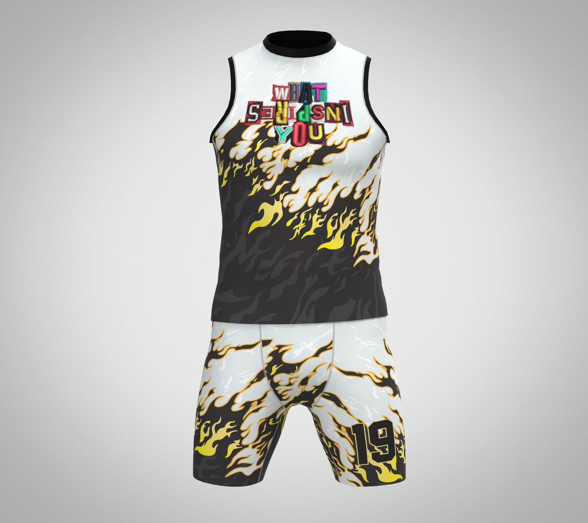 CUSTOM BLACK & YELLOW COMPRESSION 7V7 FLAG FOOTBALL UNIFORM