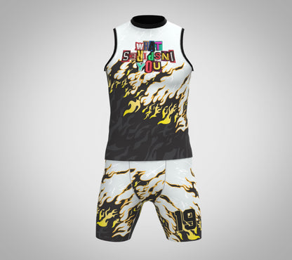 CUSTOM BLACK & YELLOW COMPRESSION 7V7 FLAG FOOTBALL UNIFORM