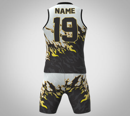 CUSTOM BLACK & YELLOW COMPRESSION 7V7 FLAG FOOTBALL UNIFORM