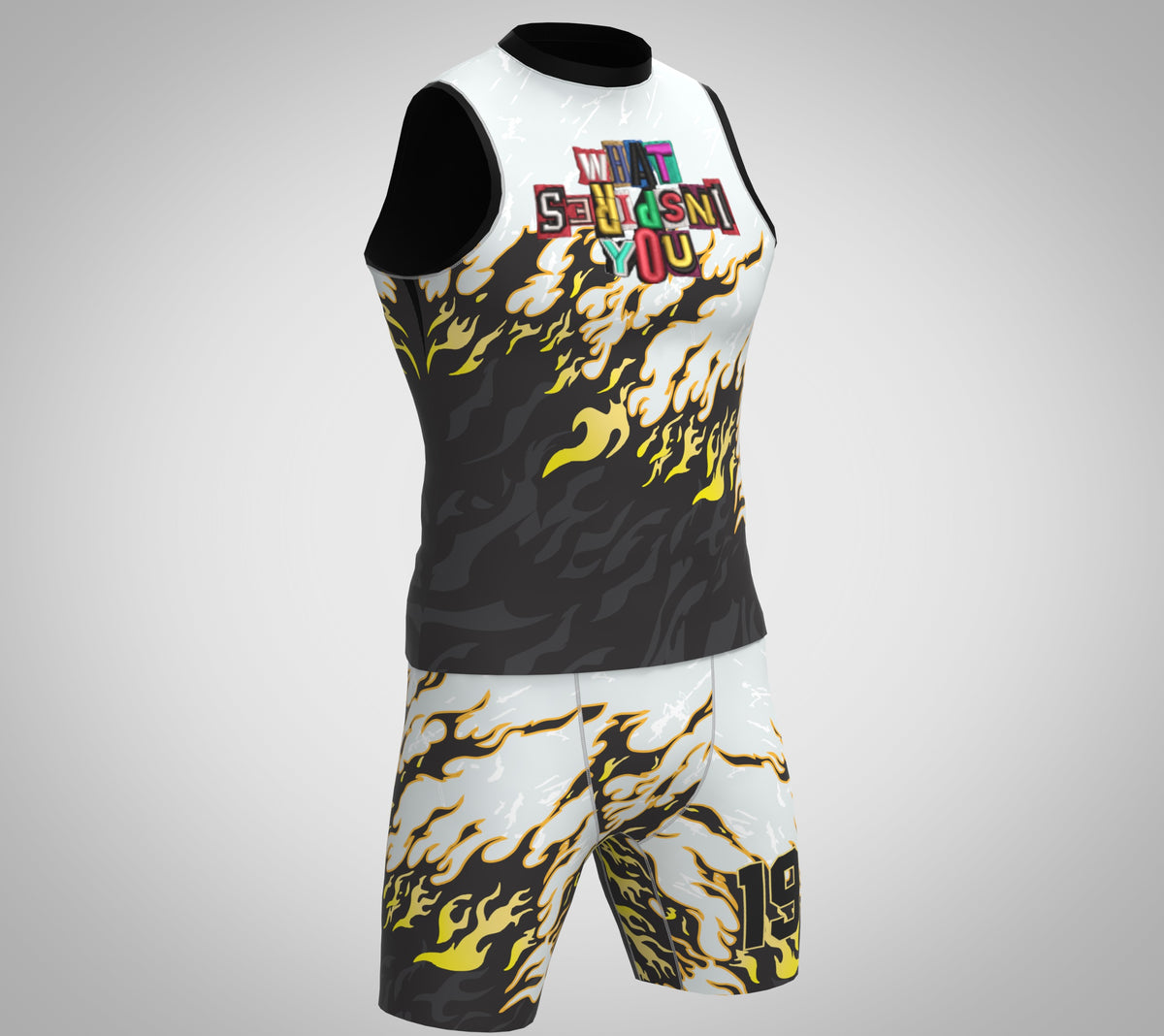 CUSTOM BLACK & YELLOW COMPRESSION 7V7 FLAG FOOTBALL UNIFORM