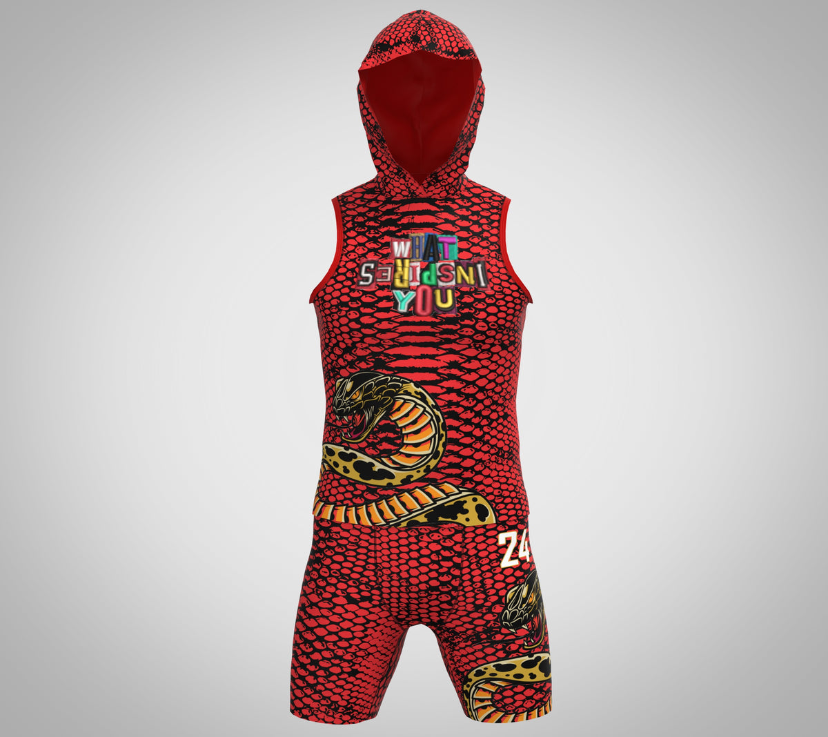 CUSTOM RED SNAKE PRINT COMPRESSION 7V7 FLAG FOOTBALL UNIFORM