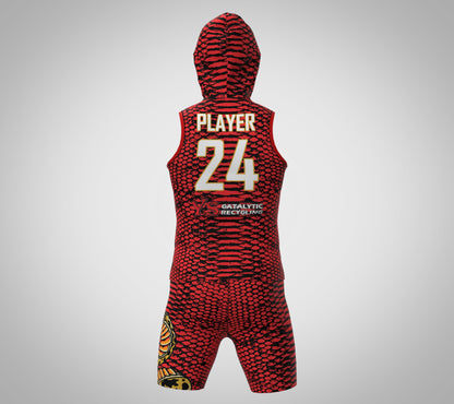 CUSTOM RED SNAKE PRINT COMPRESSION 7V7 FLAG FOOTBALL UNIFORM