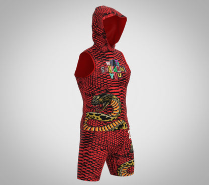 CUSTOM RED SNAKE PRINT COMPRESSION 7V7 FLAG FOOTBALL UNIFORM